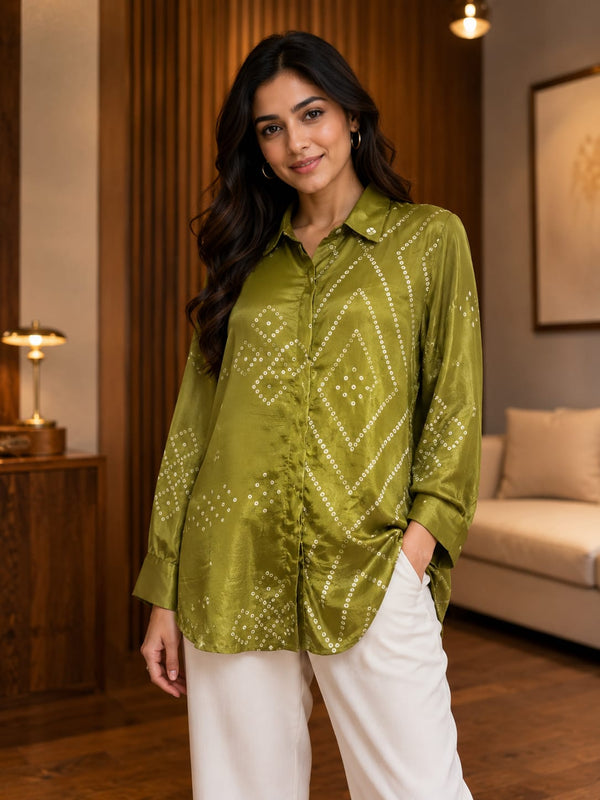 Smart Crepe Satin Printed Shirt