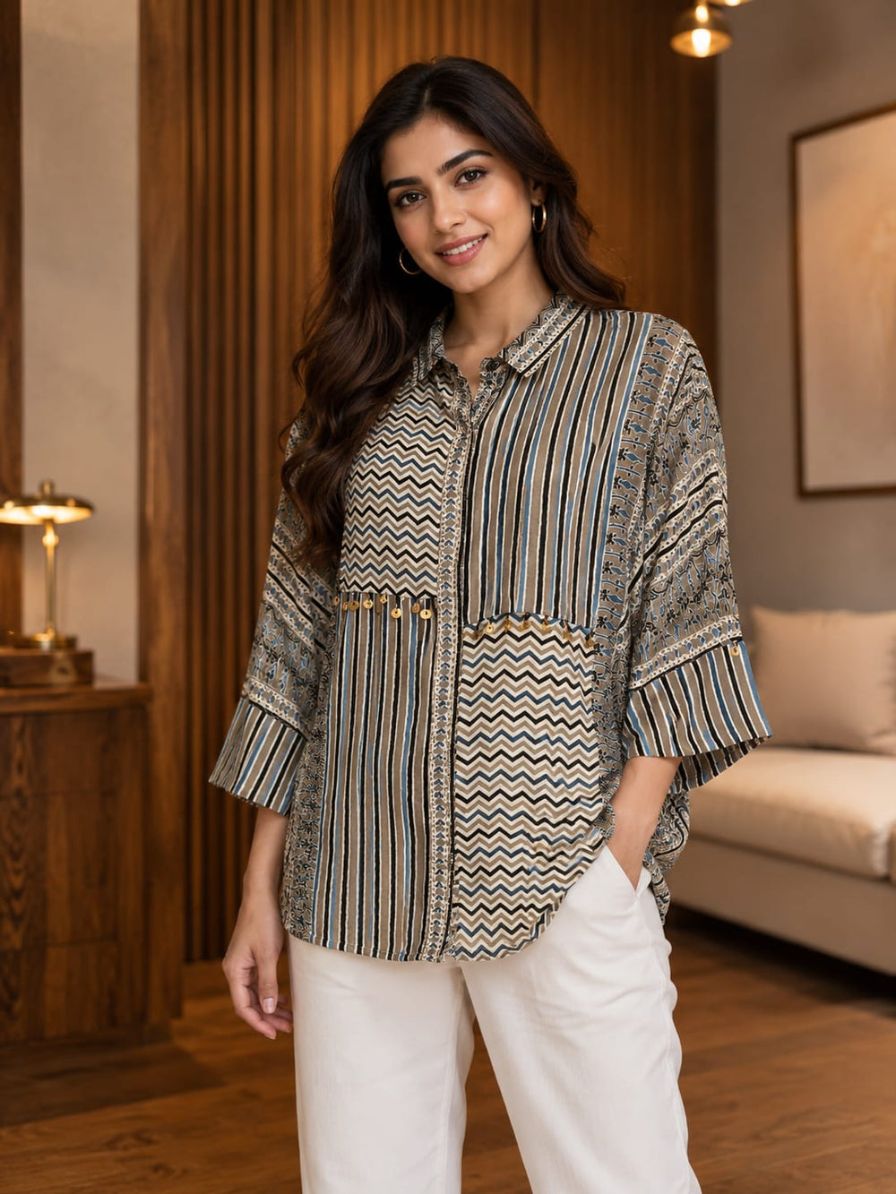Smart Crepe Satin Printed Shirt