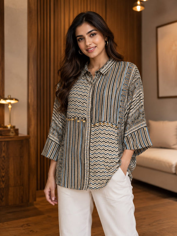 Smart Crepe Satin Printed Shirt