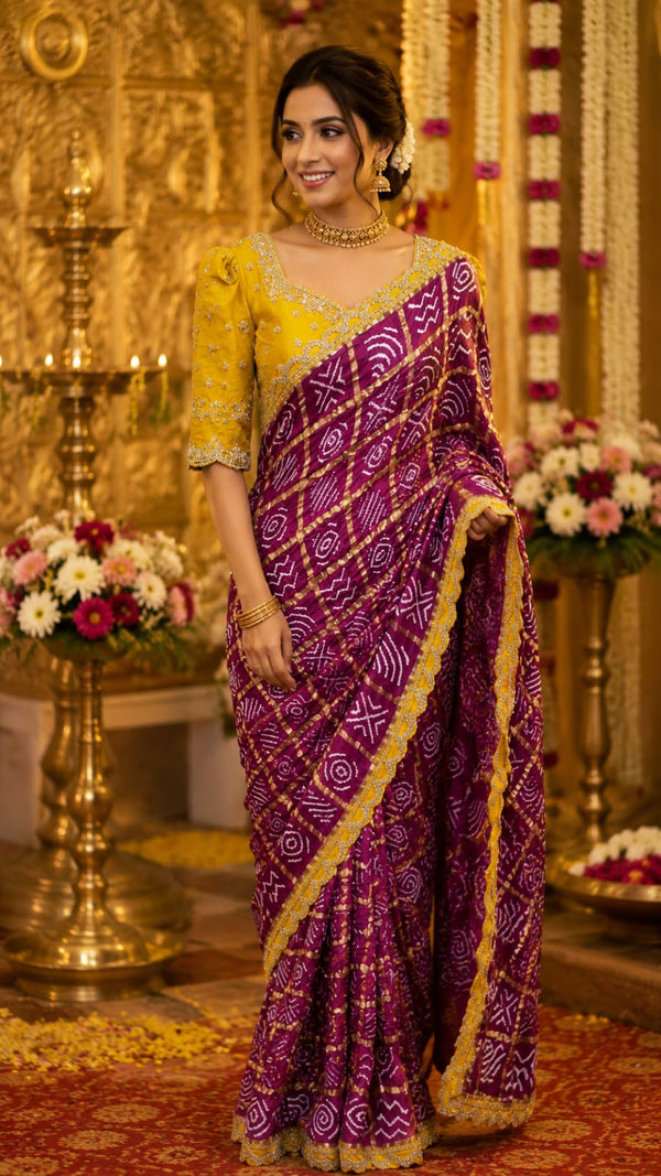 Purple Bandhani Sarees